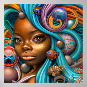 Schwarze Meerjungfrauen Melanin Meerjungfrau Meere Poster