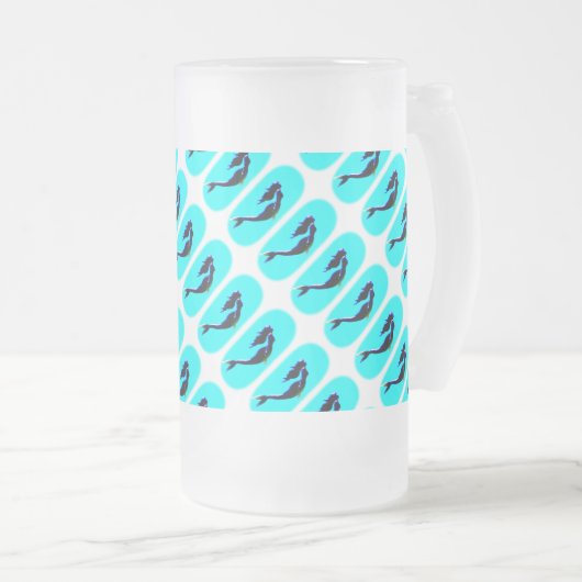 schwarze Meerjungfrauen steigen Mattglas Bierglas (VorderseiteRechts)