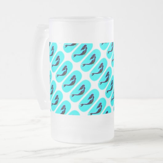 schwarze Meerjungfrauen steigen Mattglas Bierglas (Vorderseite Links)