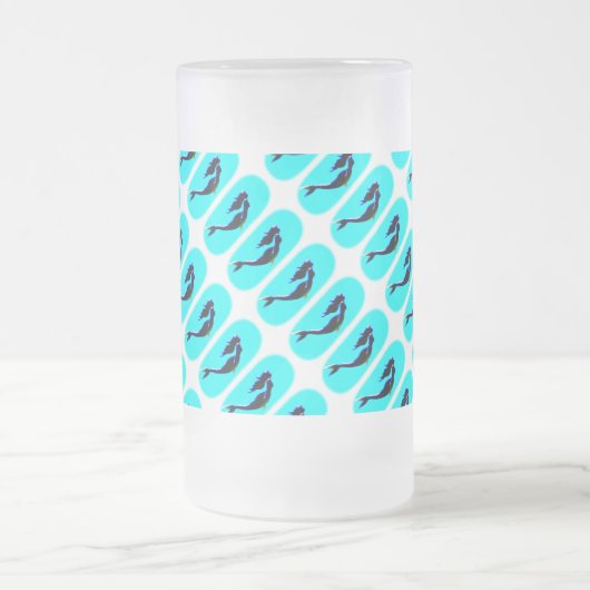 schwarze Meerjungfrauen steigen Mattglas Bierglas (Mittel)