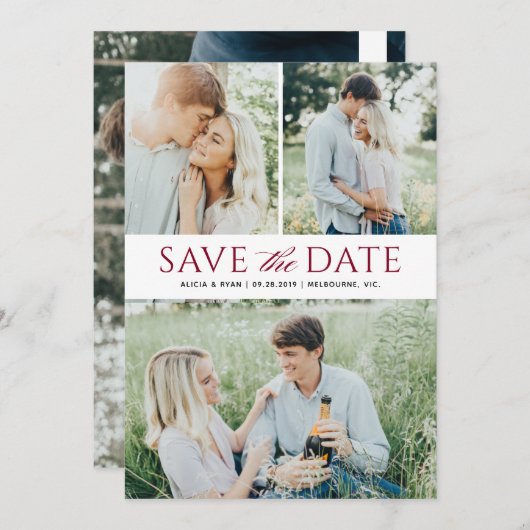 Schwarze mehrfache Fotos Save the Date (Vorne/Hinten)