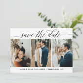 Schwarze mehrfache Fotos Save the Date (Stehend Vorderseite)