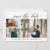 Schwarze mehrfache Fotos Save the Date (Vorderseite)