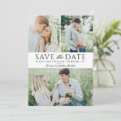 Schwarze mehrfache Fotos Save the Date (Stehend Vorderseite)