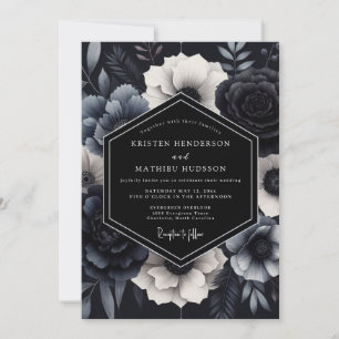 Schwarze melancholische gotische Hochzeit Einladung