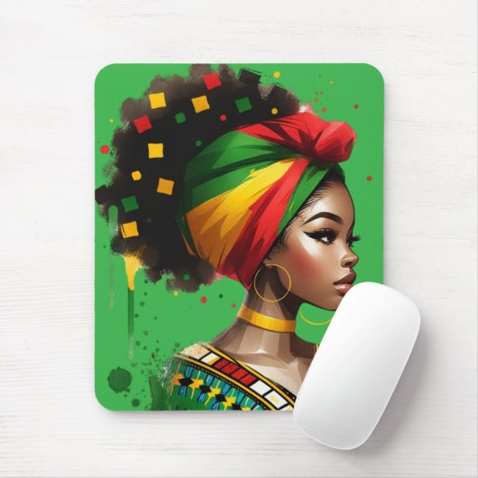 Schwarze Melanin-Schwänze-Zaubermädchen Mousepad (Mit Mouse)