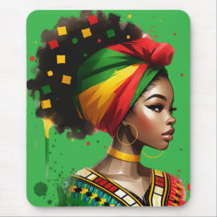 Schwarze Melanin-Schwänze-Zaubermädchen Mousepad