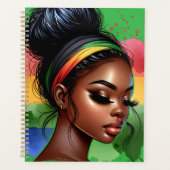 Schwarze Melanin-Schwänze-Zaubermädchen Planer (Vorderseite)