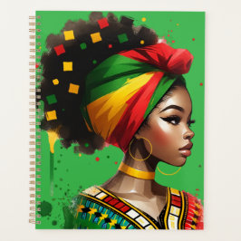 Schwarze Melanin-Schwänze-Zaubermädchen Planer