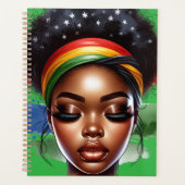 Schwarze Melanin-Schwänze-Zaubermädchen Planer (Vorderseite)