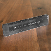 Schwarze Metallfolie Moderne Beruflich Namensplakette (Seite)