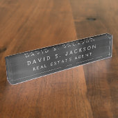 Schwarze Metallic Corporate Custom Beruflich Namensplakette (Seite)