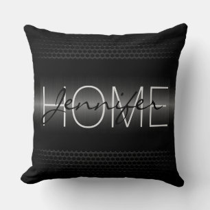 Schwarze Metallic-Löcher Metal Look Monogram Kissen