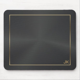 Schwarze Metallic-Textur mit goldfarbenem Rahmen-M Mousepad