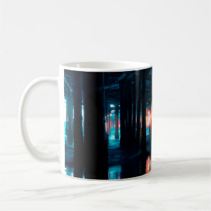 SCHWARZE METALLINFRASTRUKTURGEBÄUDE KAFFEETASSE