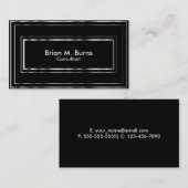Schwarze metallische silberne Linien Visitenkarte (Vorne/Hinten)
