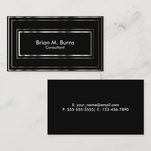 Schwarze metallische silberne Linien Visitenkarte (Vorne/Hinten)