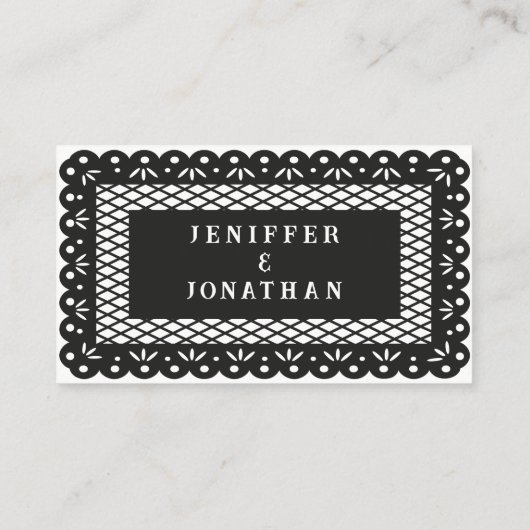 SCHWARZE MEXIKANISCHE PAPEL PICADO-Platzkarte Platzkarte (Rückseite)