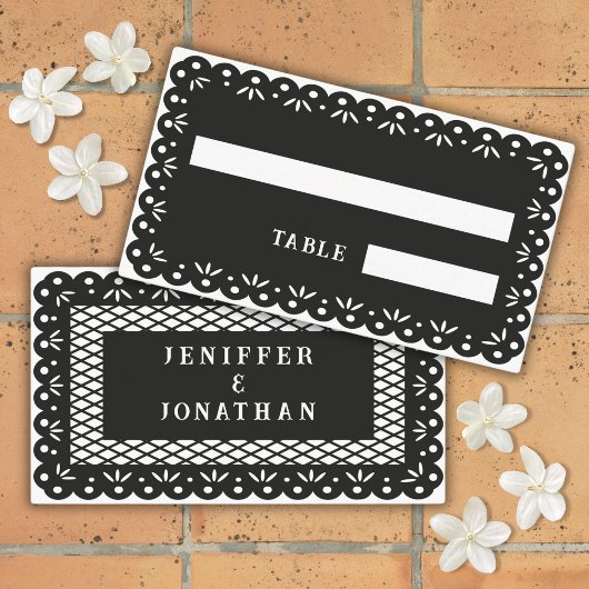 SCHWARZE MEXIKANISCHE PAPEL PICADO-Platzkarte Platzkarte