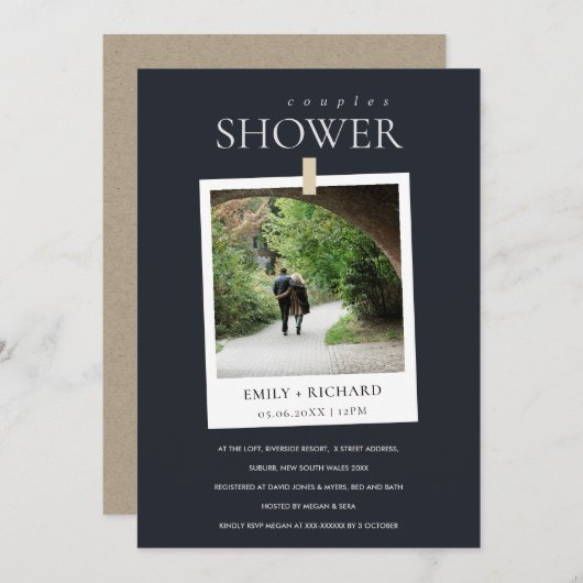 SCHWARZE MINIMAL-CUSTOM-FOTO-COUPLES-SHOWITE DANKESKARTE (Vorne/Hinten)