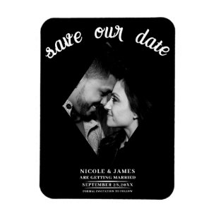 Schwarze Minimal-Diamant-Foto-Hochzeit "Save the D Magnet