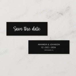 Schwarze Minimal-Hochzeit-Save-the-Date-Lesezeiche Mini Visitenkarte