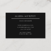 Schwarze Minimal-Monogram-Visitenkarte Visitenkarte (Rückseite)