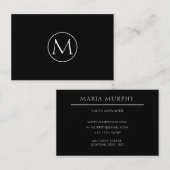 Schwarze Minimal-Monogram-Visitenkarte Visitenkarte (Vorne/Hinten)