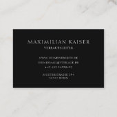 Schwarze Minimal Monogramm Visitenkarte (Rückseite)