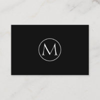 Schwarze Minimal Monogramm Visitenkarte