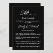 Schwarze Minimale Überraschungspartei Einladung (Vorne/Hinten)