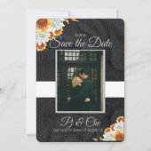 Schwarze Minimalistische Blumenhochzeit rettet das Save The Date (Rückseite)