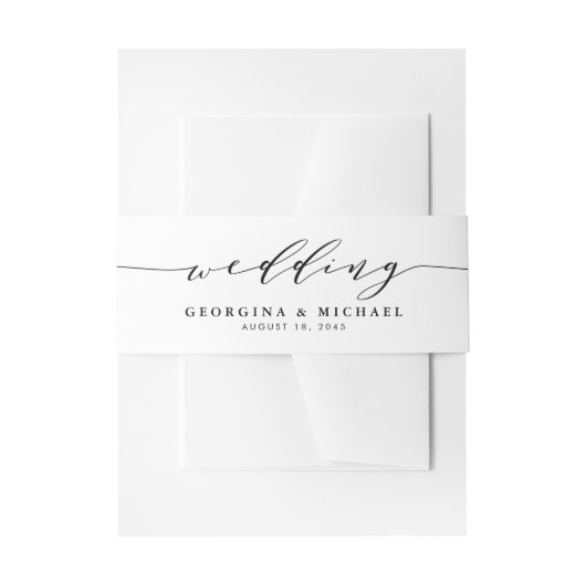 Schwarze Minimalistische Dainty-Script-Hochzeit Einladungsbanderole (Vorderseite Beispiel)