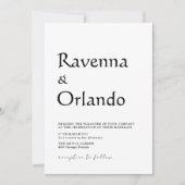 Schwarze minimalistische einfache moderne Hochzeit Einladung (Vorderseite)