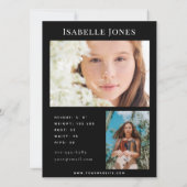 Schwarze Minimalistische Foto-Comp-Karte (Rückseite)