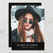 Schwarze Minimalistische Foto-Comp-Karte (Vorne/Hinten)