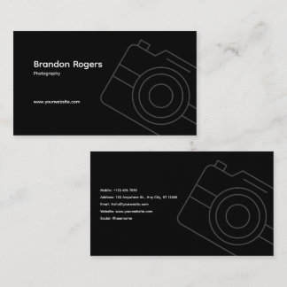 Schwarze Minimalistische Fotograf-Geschäftskarte Visitenkarte