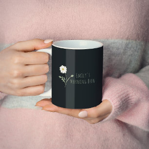 Schwarze minimalistische Gänseblümchen & Text Mode Kaffeetasse