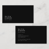Schwarze Minimalistische Geschäfts-Karten Visitenkarte (Vorne/Hinten)