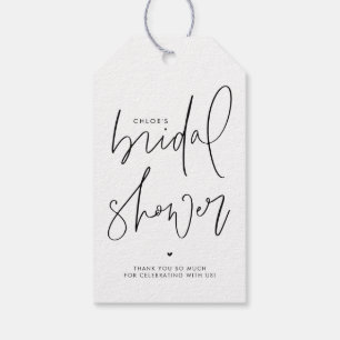 Schwarze minimalistische handgeschriebene Brautpar Geschenkanhänger