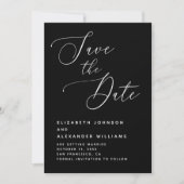 Schwarze Minimalistische Hochzeit | Elegante moder Save The Date (Vorderseite)