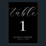Schwarze Minimalistische Hochzeit | Ereignisbenutz Tischnummer<br><div class="desc">(**BITTE BEACHTEN SIE: Um zu bestellen,  passen Sie einfach Ihre Tischnummer (und Name/Datum) an und fügen Sie jede Nummer einzeln in Ihren Warenkorb ein. Dann Karo raus,  sobald du fertig bist.) Schön,  elegant,  modern und minimalistisch,  Tischnummer-Karte. Vollständig anpassbar mit Ihren Namen (oder Ereignisname) und Datum.</div>