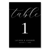 Schwarze Minimalistische Hochzeit | Ereignisbenutz Tischnummer (Rückseite)
