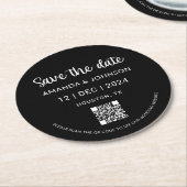 Schwarze Minimalistische Hochzeit Speichern Sie de Runder Pappuntersetzer (Angewinkelt)