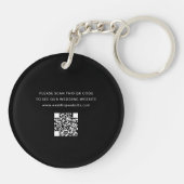 Schwarze Minimalistische Hochzeit Speichern Sie de Schlüsselanhänger (Rückseite)