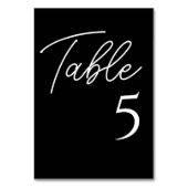 Schwarze Minimalistische Hochzeit Tischnummer (Rückseite)