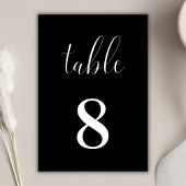 Schwarze Minimalistische Hochzeitskarte Tischnummer