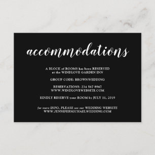Schwarze Minimalistische Hochzeitsunterkünfte Begleitkarte