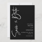 Schwarze Minimalistische Kalligrafie-Hochzeit Save The Date (Vorderseite)