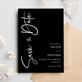 Schwarze Minimalistische Kalligrafie-Hochzeit Save The Date